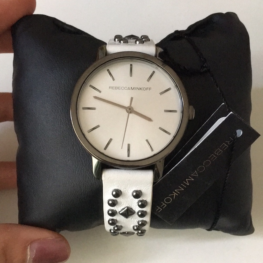 Rebecca Minkoff watch 35mm, white and chrome